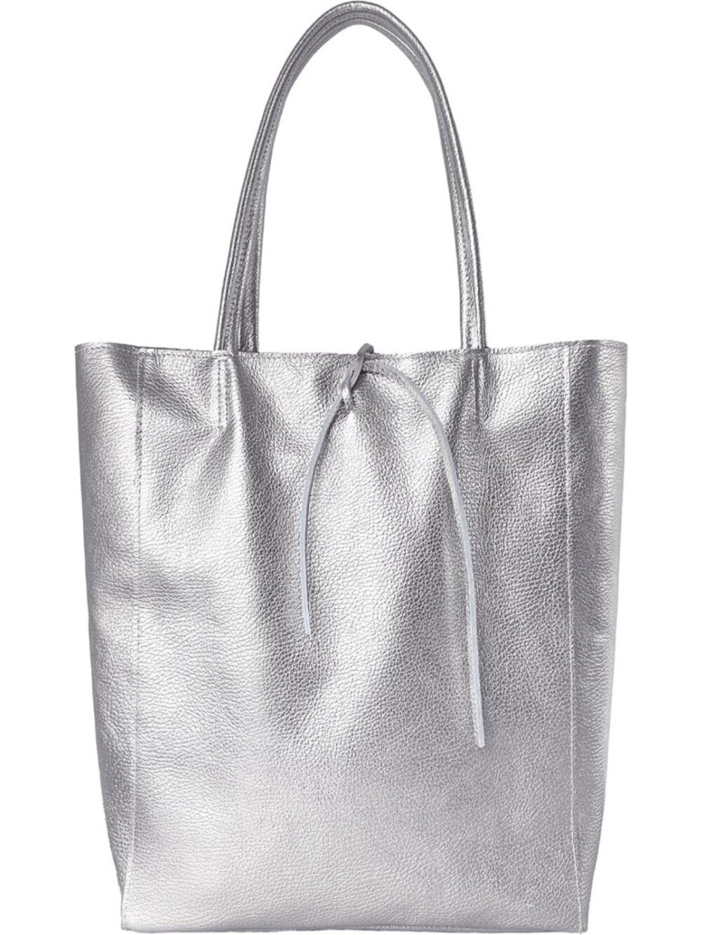 Stylish Large Silver Italian Leather Tote Bag for Women - Perfect Everyday Purse